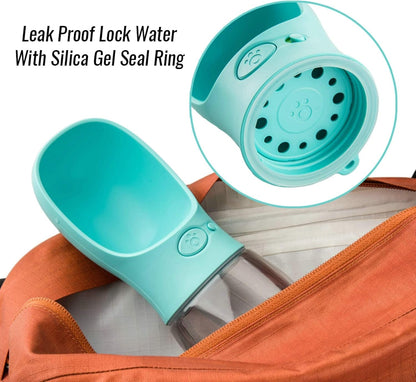 DEYACE Dog Water Bottle, Leak Proof Portable Pet Water Bottles for Dogs, Puppy Water Dispenser with Drinking Feeder for Travel (Teal 12oz)