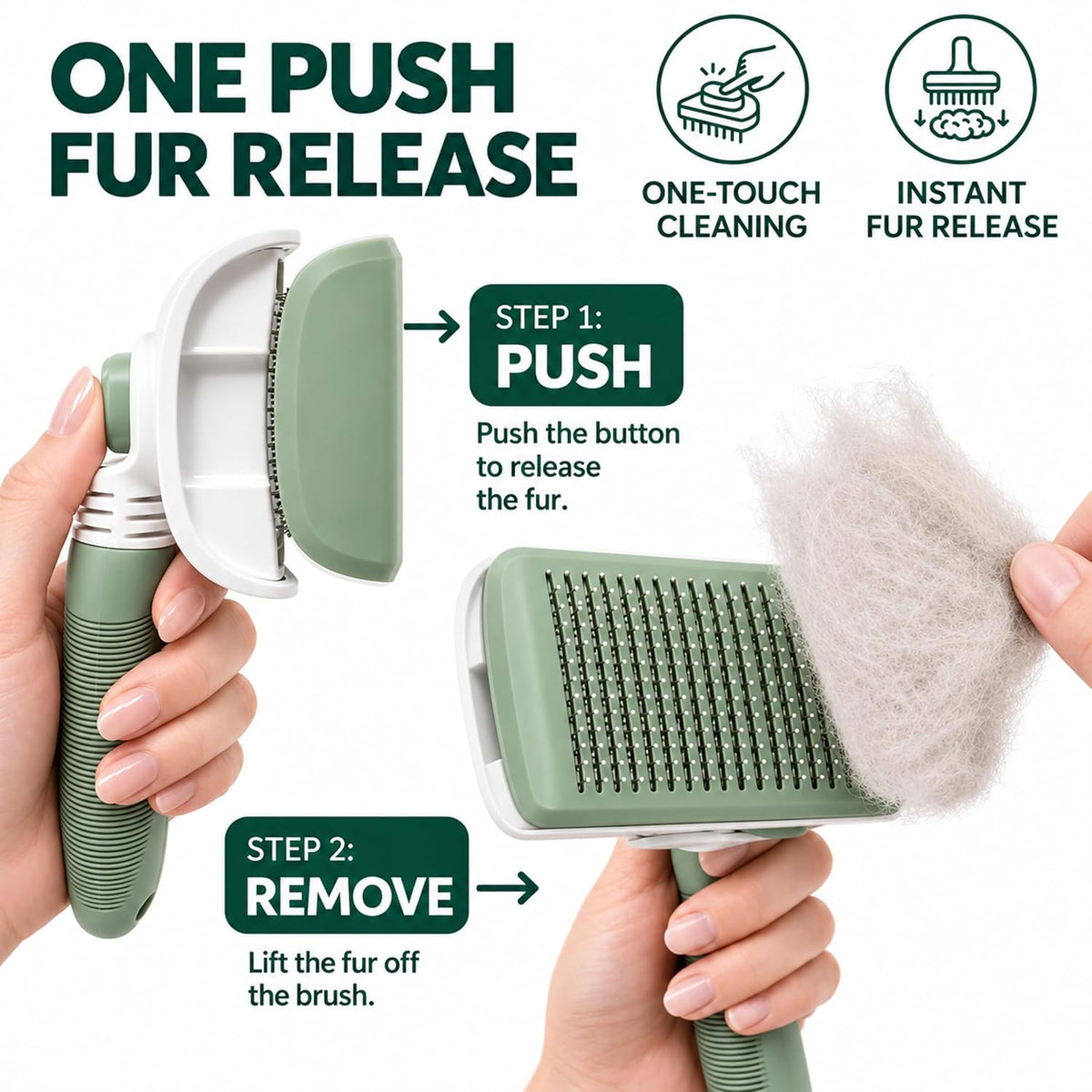 Premium Deshedding Slicker Brush for Cats & Dogs Grooming – Detangles Knots & Mats, Skin-Gentle Rounded Tips, Flexible Neck Reduces Wrist Fatigue, One-Click Fur Release, Medium & Long Hair