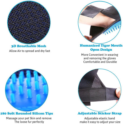 VeniCare Pet Grooming Glove - Gentle Deshedding Brush Glove - Efficient Pet Hair Remover Mitt - Massage Tool with Enhanced Five Finger Design - Perfect for Dogs & Cats with Long & Short Fur