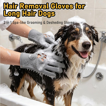 Pet Hair Removal Gloves Grooming 2 Pair Pink & Grey