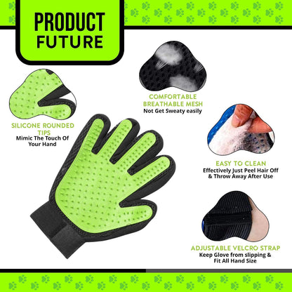 Pet Grooming Gloves – 1 Pair – Deshedding & Bath Massage Mitts for Dogs & Cats – Choose from 5 Colors – Adjustable, Reusable & Easy to Clean (Lime Green)