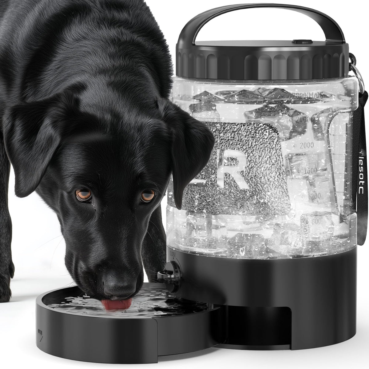 lesotc Portable Dog Water Bowl Dispenser - 77oz Travel Water Bottle