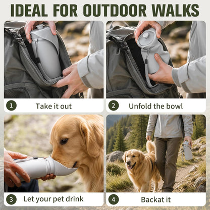 kissleaf Portable Dog Water Bottle, Collapsible, for Walks & Hiking, 550ml