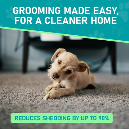 Maxpower Planet Pet Grooming Brush - Double Sided Shedding, Dematting Undercoat Rake for Dogs and Cats - Extra Wide Dog Grooming Brush - Yellow