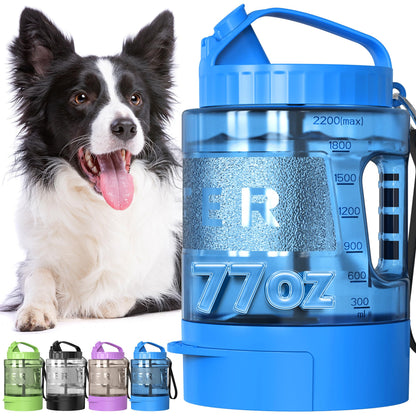 lesotc Dog Water Bottle, Portable Water Dispenser with Bowl, Leak Proof Pet Travel Squeeze Bottle, Puppy Essentials Dog Stuff Accessories for Outdoor Walking, Hiking, Camping
