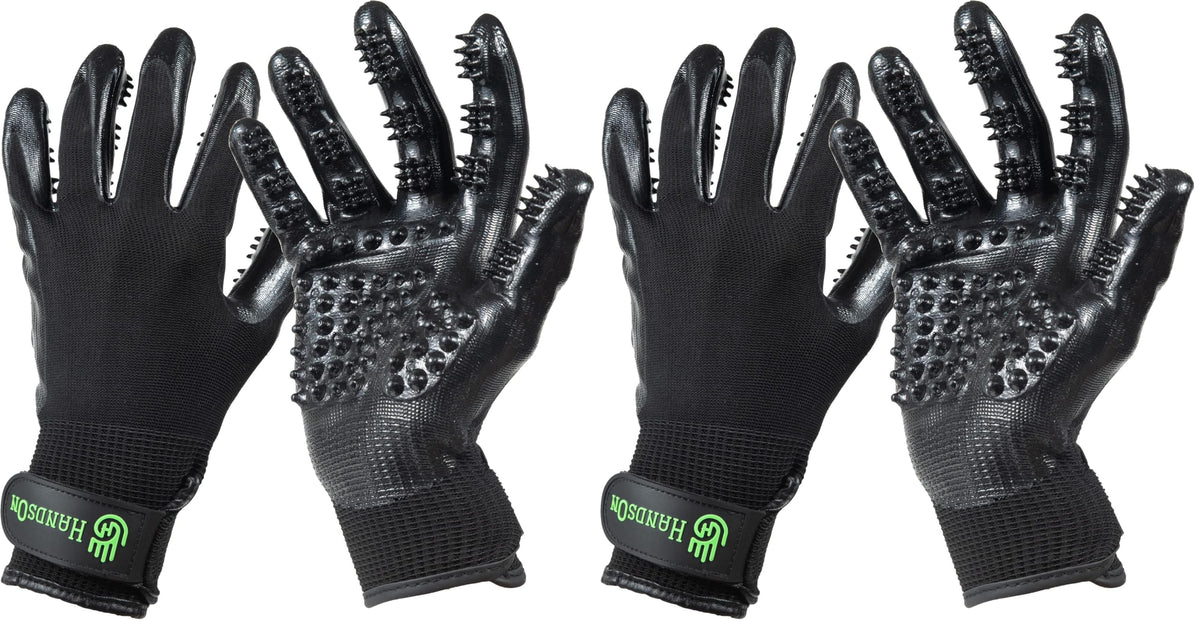 H HANDSON Pet Grooming Gloves - Patented #1 Ranked, Award Winning Shedding, Bathing, & Hair Remover Gloves - Gentle Brush for Cats, Dogs, and Horses (Grey, Small)