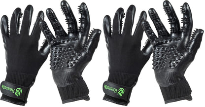 H HANDSON Pet Grooming Gloves - Patented #1 Ranked, Award Winning Shedding, Bathing, & Hair Remover Gloves - Gentle Brush for Cats, Dogs, and Horses (Black, Large)