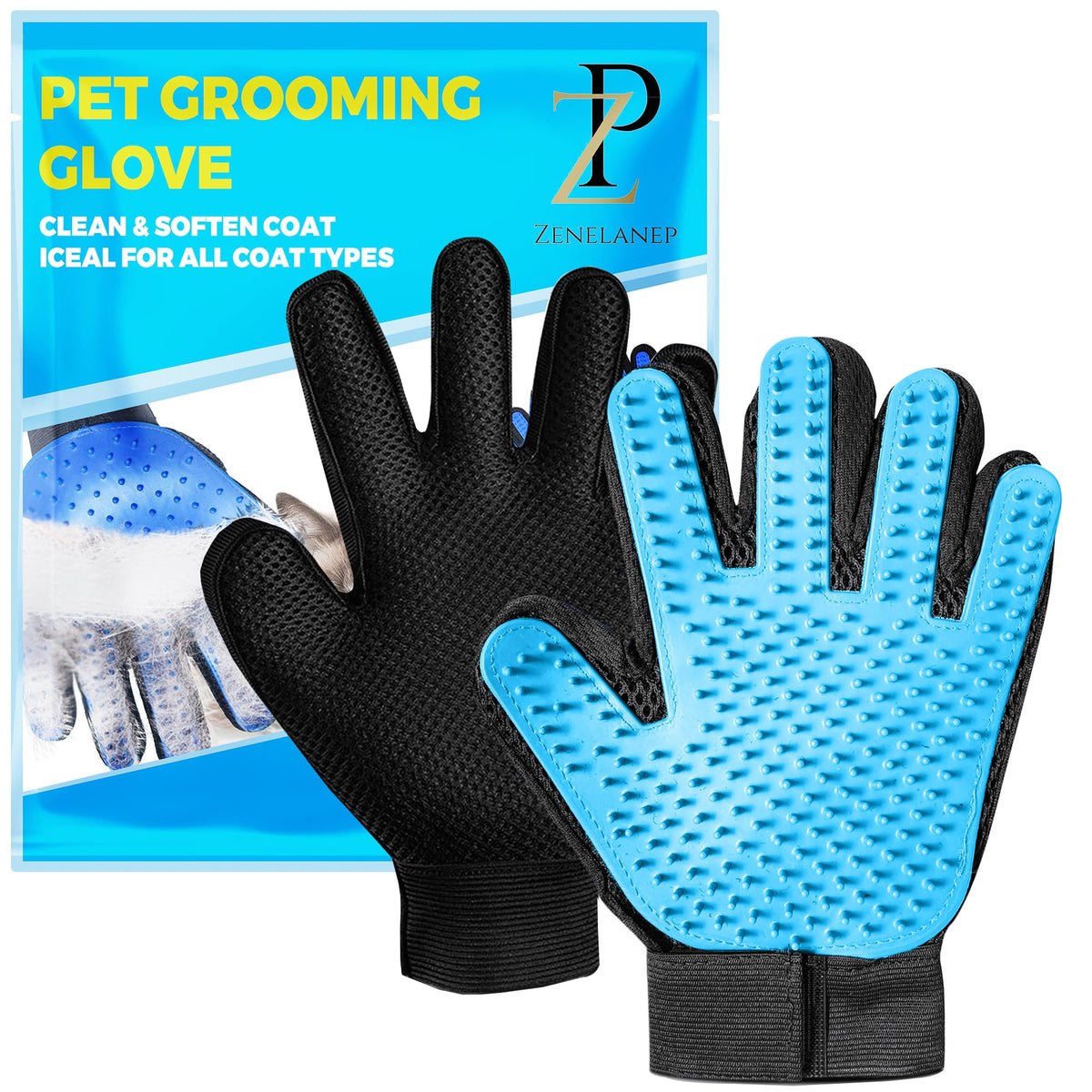 Upgrade Pet Grooming Gloves, Grooming Gloves for Dogs, Cats, Rabbits & Horses with Long and Short Hair, Efficient Pets Hair Remover Mittens - 1 Pair (Red)