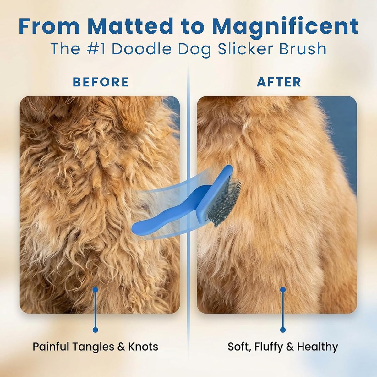 Slicker Brush for Dogs, Pet Grooming Brushes for Doodles & Poodles, Large
