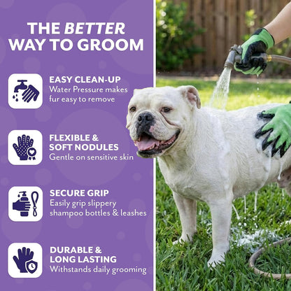 H HANDSON Pet Grooming Gloves - Patented #1 Ranked, Award Winning Shedding, Bathing, & Hair Remover Gloves - Gentle Brush for Cats, Dogs, and Horses (Grey, Small)
