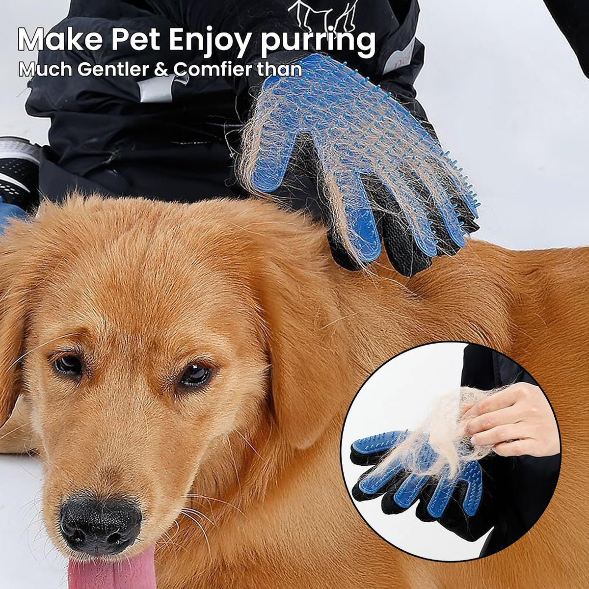 Blue Pet Hair Remover Gloves - 1 Pair, Pet Grooming Gloves | Cat Hair Remover | Gentle Deshedding Brushes for Dogs, Cats & Horses | Dog Washing Gloves