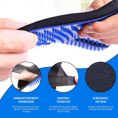 Blue Pet Hair Remover Gloves - 1 Pair, Pet Grooming Gloves | Cat Hair Remover | Gentle Deshedding Brushes for Dogs, Cats & Horses | Dog Washing Gloves