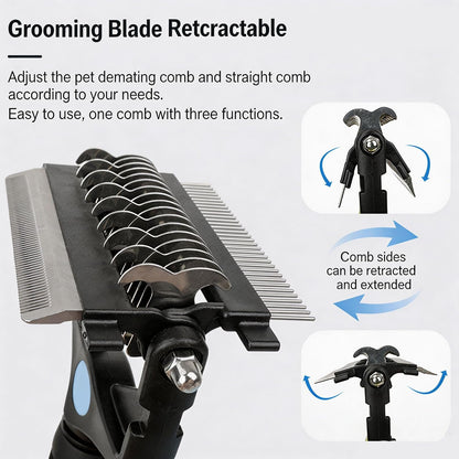 3-in-1 Pet Grooming Tool Dematting Comb Undercoat Rake Deshedding Brush