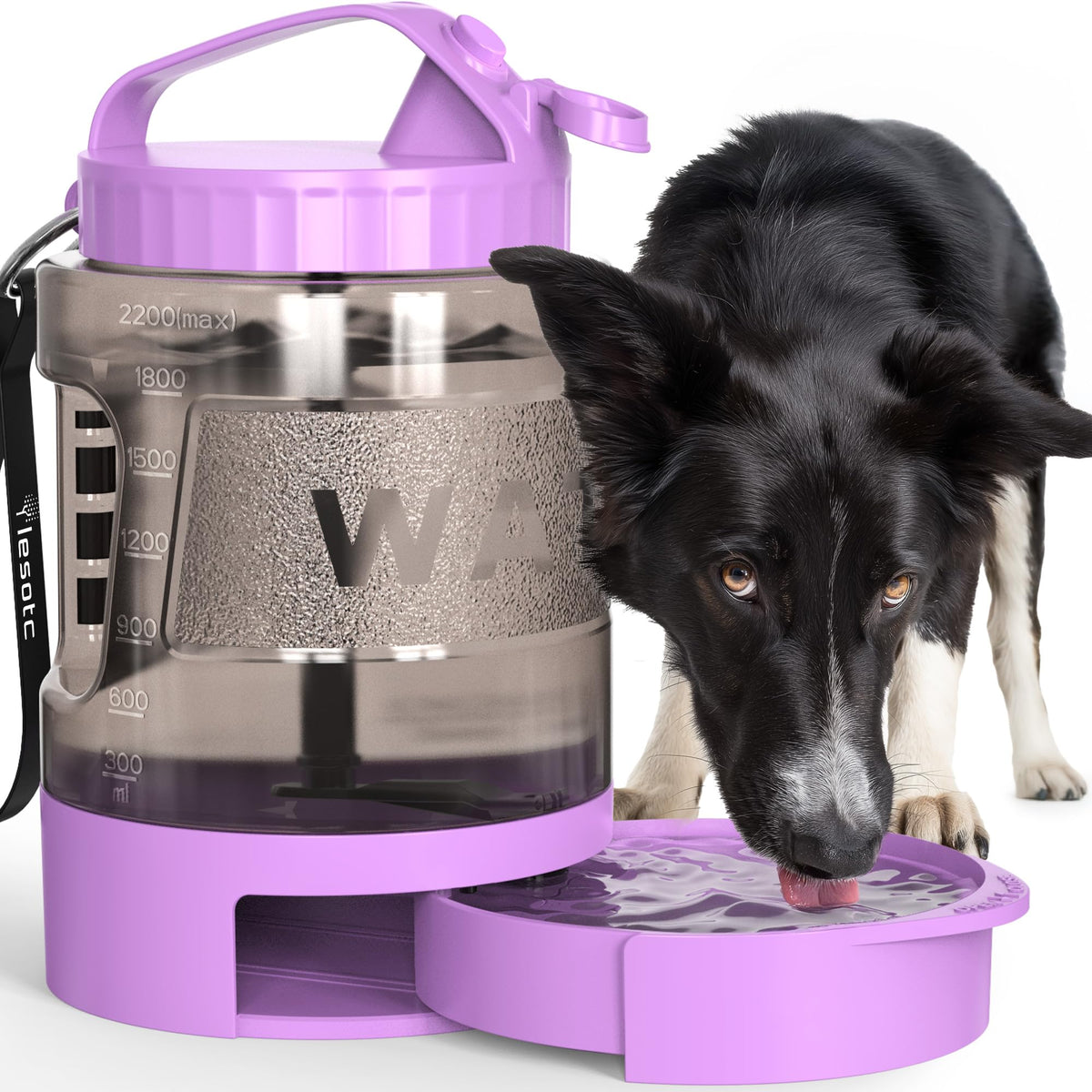 lesotc Portable Dog Travel Water Bottle, 77oz Large Travel Water Bowl for Dogs Camping Hiking Beach Hunting Essentials, Big Pet Bottles Bowl Water Dispenser for On the Go Park Car Walking Accessories