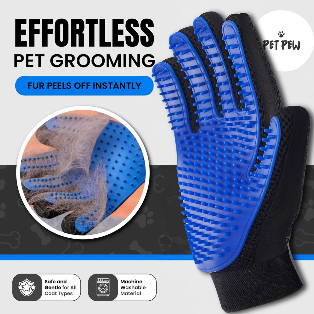 [Upgraded] Pet Hair Removal Glove – Grooming Gloves for Dogs & Cats