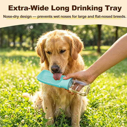 Foldable Dog Water Bottle, 12 oz Portable Pet Dispenser (Green)