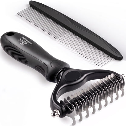 Pat Your Pet Deshedding Brush & Metal Comb Grooming Combo