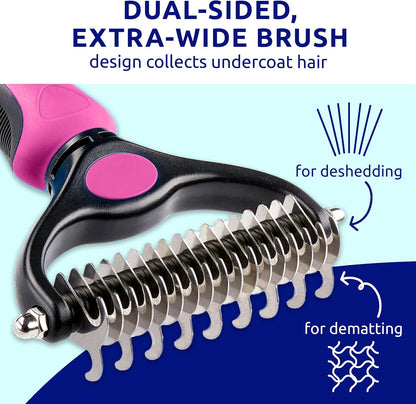 Pat Your Pet Deshedding Brush & Metal Comb Grooming Combo for Cats & Dogs