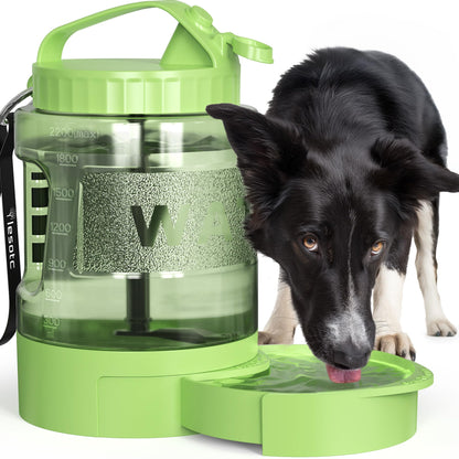 lesotc Portable Dog Travel Water Bottle, 77oz Large Travel Water Bowl for Dogs Camping Hiking Beach Hunting Essentials, Big Pet Bottles Bowl Water Dispenser for On the Go Park Car Walking Accessories