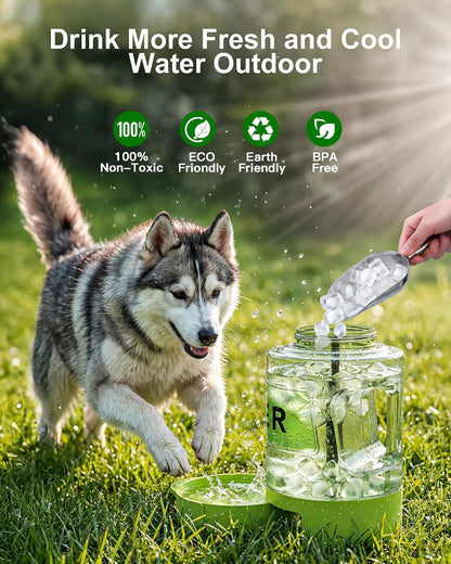 77 oz Portable Dog Water Bottle, 2.2L Dog Travel Water Dispenser Olive Green