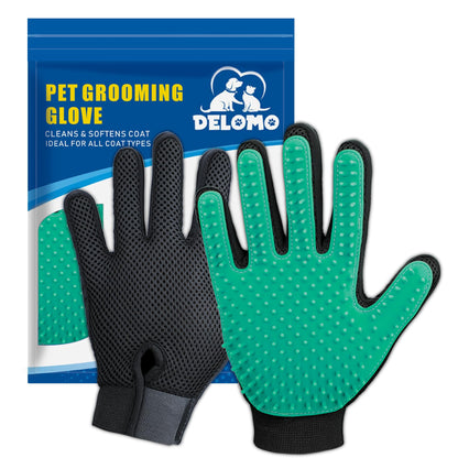 Pet Hair Removal Glove with 255 Silicone Tips for Dogs & Cats, 1 Pair Blue
