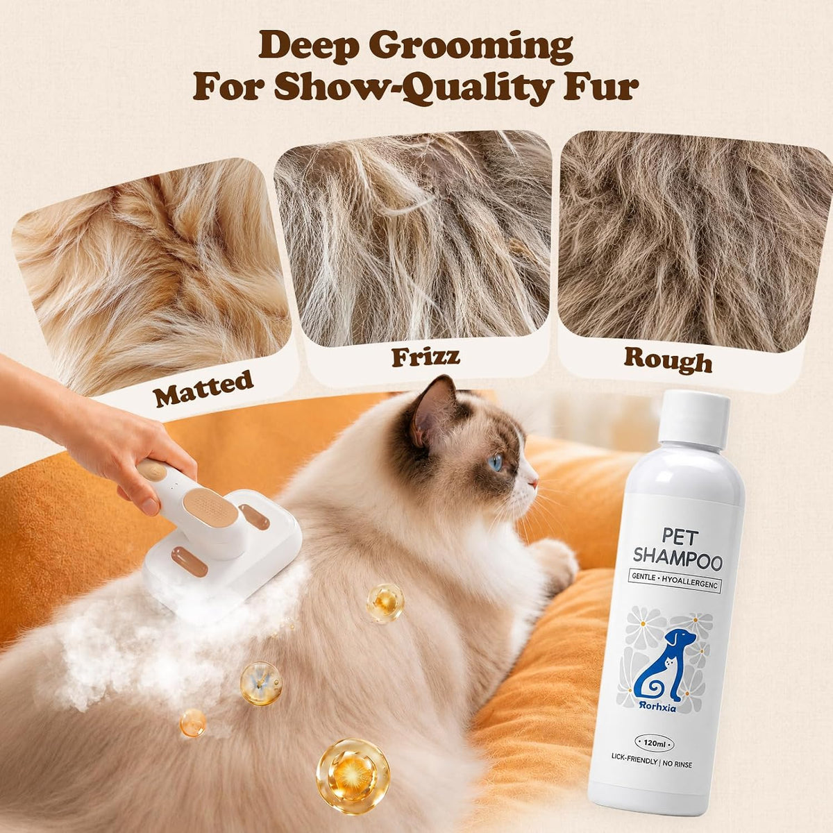 Rorhxia Pet Steam Brush for Dog & Cat, Grooming Slicker Brush for Shedding