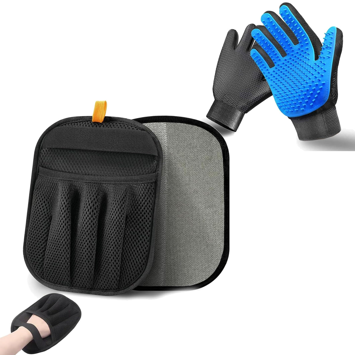 NVNAN Pet Hair Removal Glove for Dogs & Cats, 2-Pack Blue