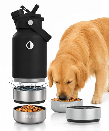 32 oz. Dog Water Bottle, Insulated Dog Travel Water Bottle, Stainless Steel Pet Water Bottle Dispenser, Portable Food and Water Bowl for Dogs for Walking Dog Canteen Travel Kit