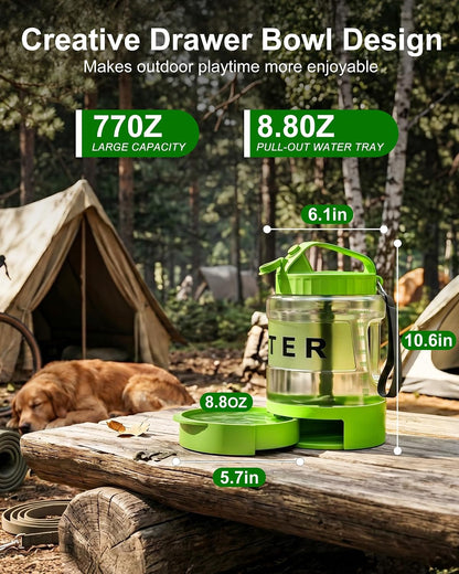 77 oz Portable Dog Water Bottle, 2.2L Dog Travel Water Dispenser Olive Green