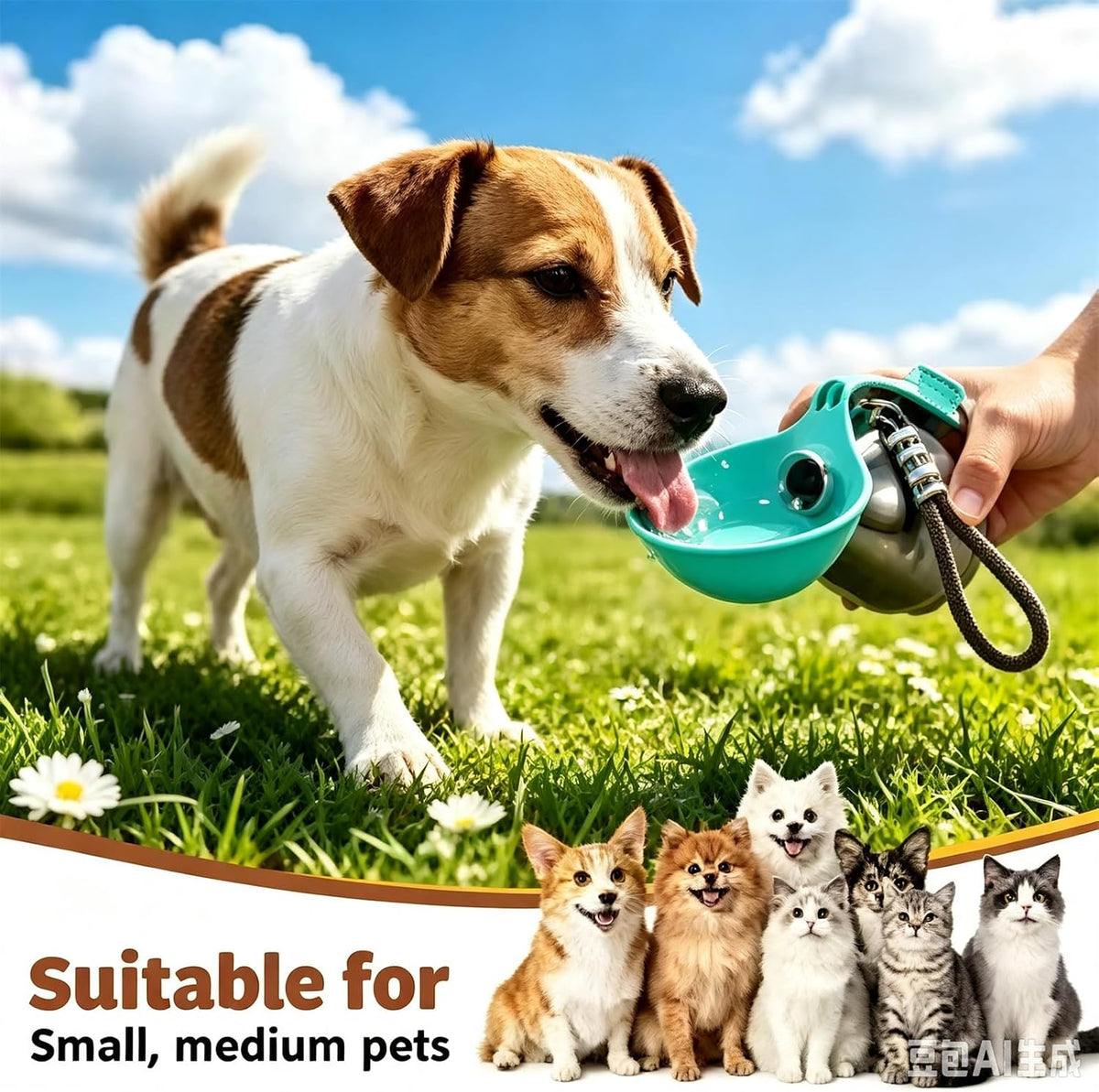 Portable Dog Water Bottle 10oz, Leak Proof No Spill Travel Water Dispenser