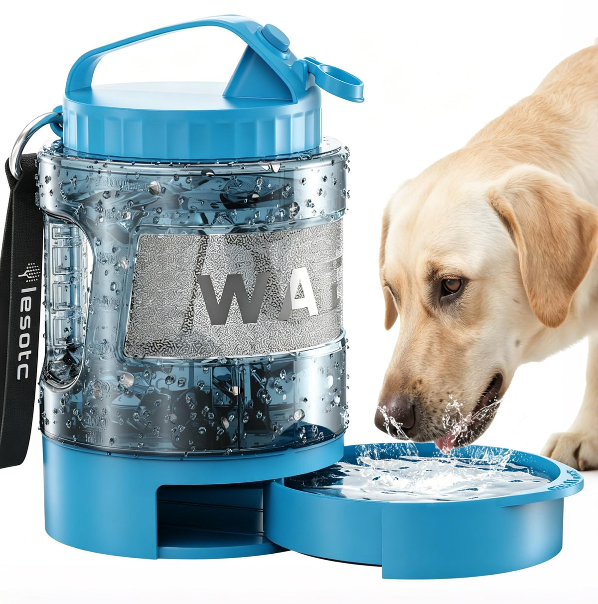 lesotc Portable Dog Water Bowl Dispenser - 77oz Travel Water Bottle