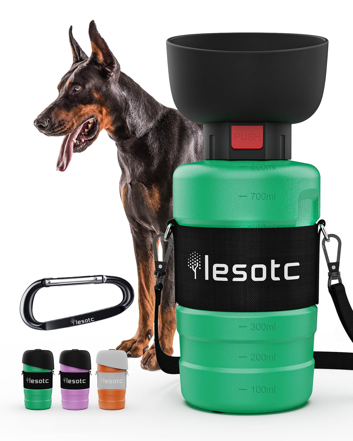 lesotc Dog Water Bottle, Portable Pet Dispenser with Water Bowl, Leak Proof Pet Travel Squeeze Bottle, Puppy Essentials Dog Stuff Accessories for Outdoor Walking, Hiking, Camping