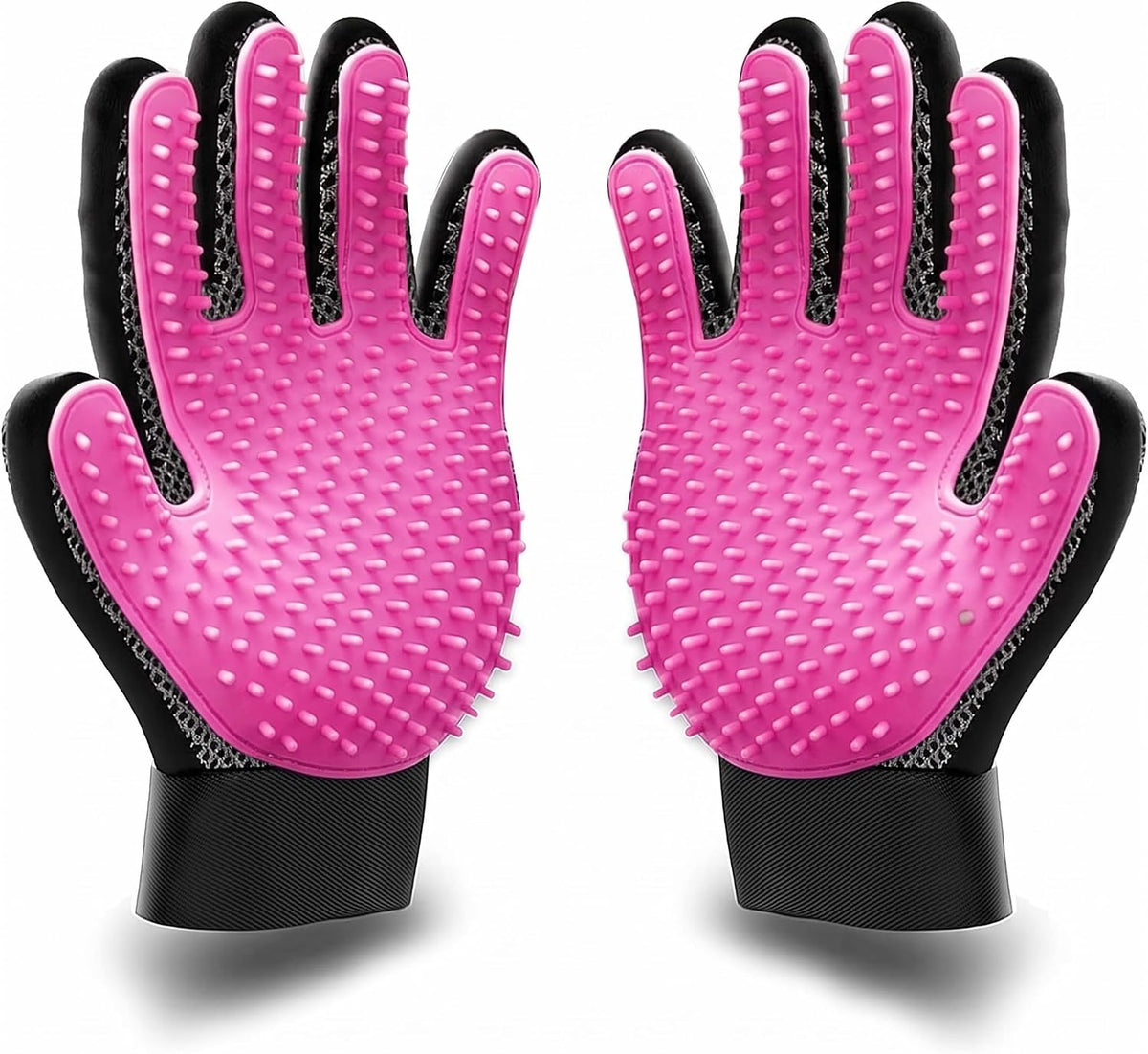 BYETOO Pet Dog Cat Grooming Glove with 261Tips,Gentle Deshedding Brush Glove,Efficient Pet Hair Remover Mitt,Massage Tool with Enhanced Five Finger Design,for Dog,Cat,Rabbit,Horse with Long/Short Fur
