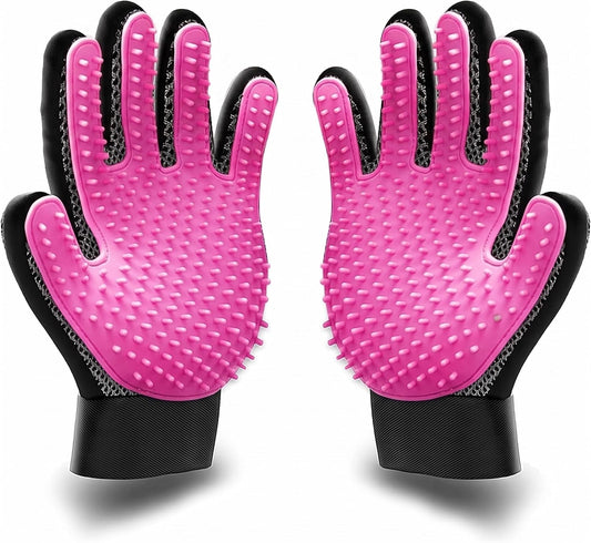 BYETOO Pet Dog Cat Grooming Glove with 261Tips,Gentle Deshedding Brush Glove,Efficient Pet Hair Remover Mitt,Massage Tool with Enhanced Five Finger Design,for Dog,Cat,Rabbit,Horse with Long/Short Fur