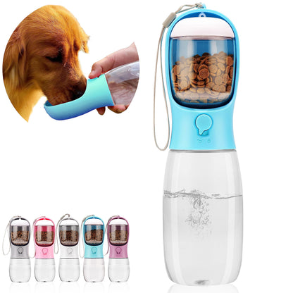 Dog Water Bottle with Food Container, Portable Leak Proof Pet Water Dispenser for Walking Hiking Travel, Puppy Essentials Accessories for Small Large Dogs, Dog Gifts (10oz/15oz/19oz)