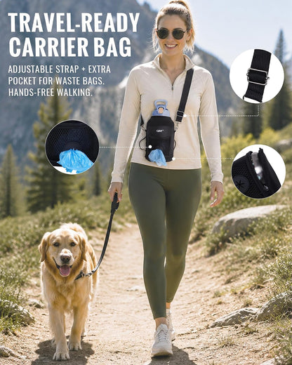 GiNT 37oz / 1.1L Insulated Dog Water Bottle with Carrying Case, (Blue)