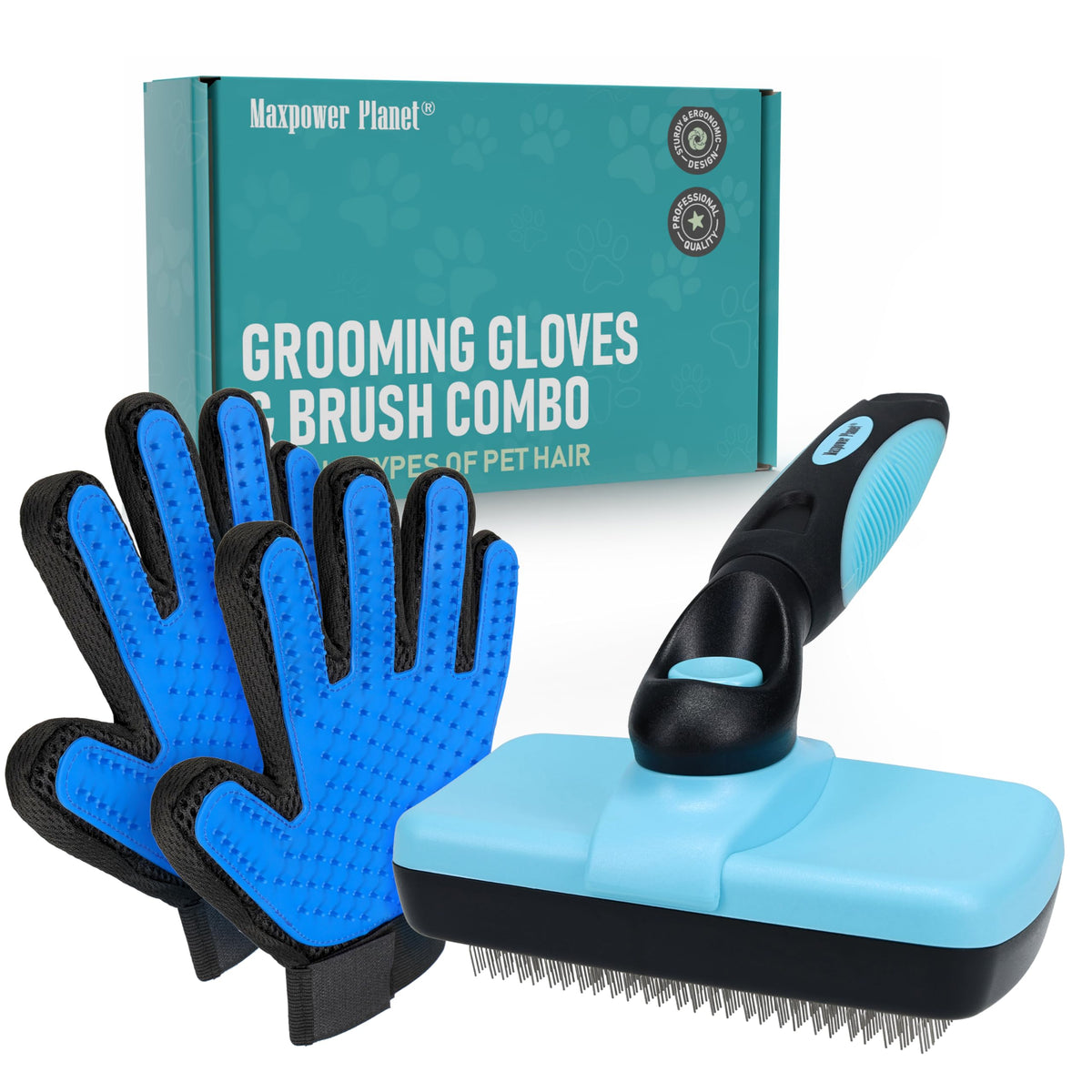 Maxpower Planet Pet Grooming Brush - Double Sided, Extra Wide for Dogs and Cats - Dematting Undercoat Rake, Reduces Shedding by 95%, Purple