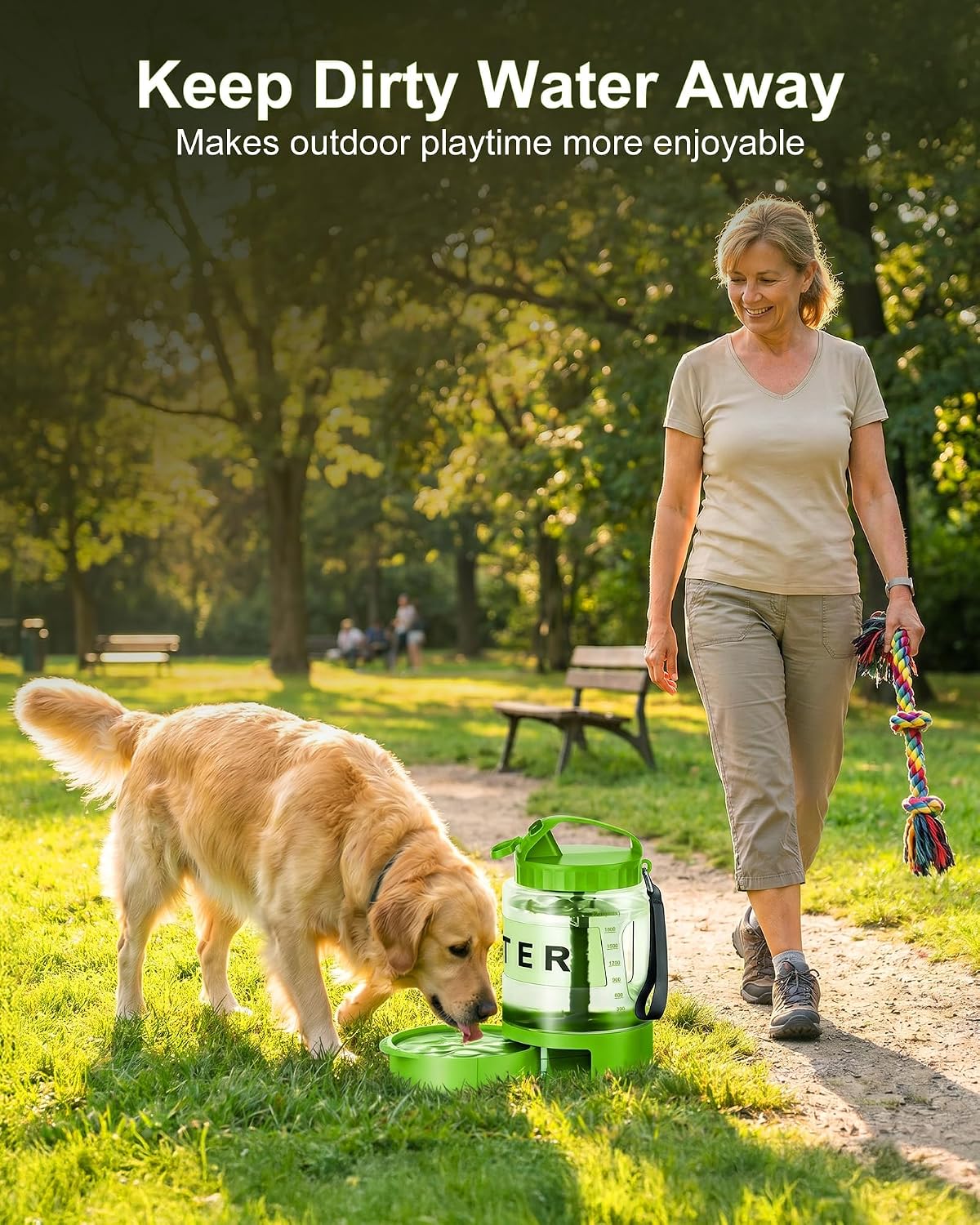 77 oz Portable Dog Water Bottle, 2.2L Dog Travel Water Dispenser Olive Green