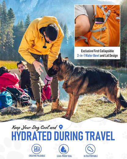 lesotc Dog Water Bottle, Portable Pet Dispenser with Water Bowl, Leak Proof Pet Travel Squeeze Bottle, Puppy Essentials Dog Stuff Accessories for Outdoor Walking, Hiking, Camping