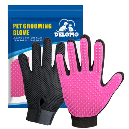 Pet Hair Removal Glove with 255 Silicone Tips for Dogs & Cats, 1 Pair Green