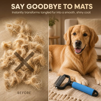 2PCS Pet Grooming Brush,Double Sided Undercoat Rake & Dematting Comb For Dogs And Cats,Deshedding Dog Brush Removes Tangles Knots and Loose Fur For Medium Long Haired Breeds(Large)