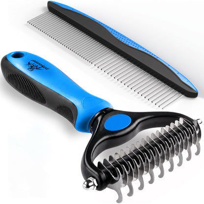 Pat Your Pet Deshedding Brush & Metal Comb Grooming Combo for Cats & Dogs
