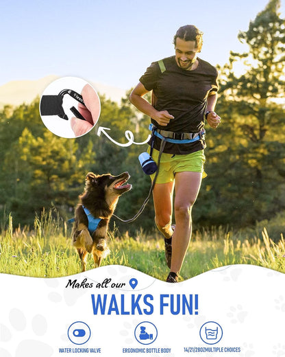 lesotc Dog Water Bottle, Portable Water Dispenser with Bowl, Leak Proof Pet Travel Squeeze Bottle, Puppy Essentials Dog Stuff Accessories for Outdoor Walking, Hiking, Camping