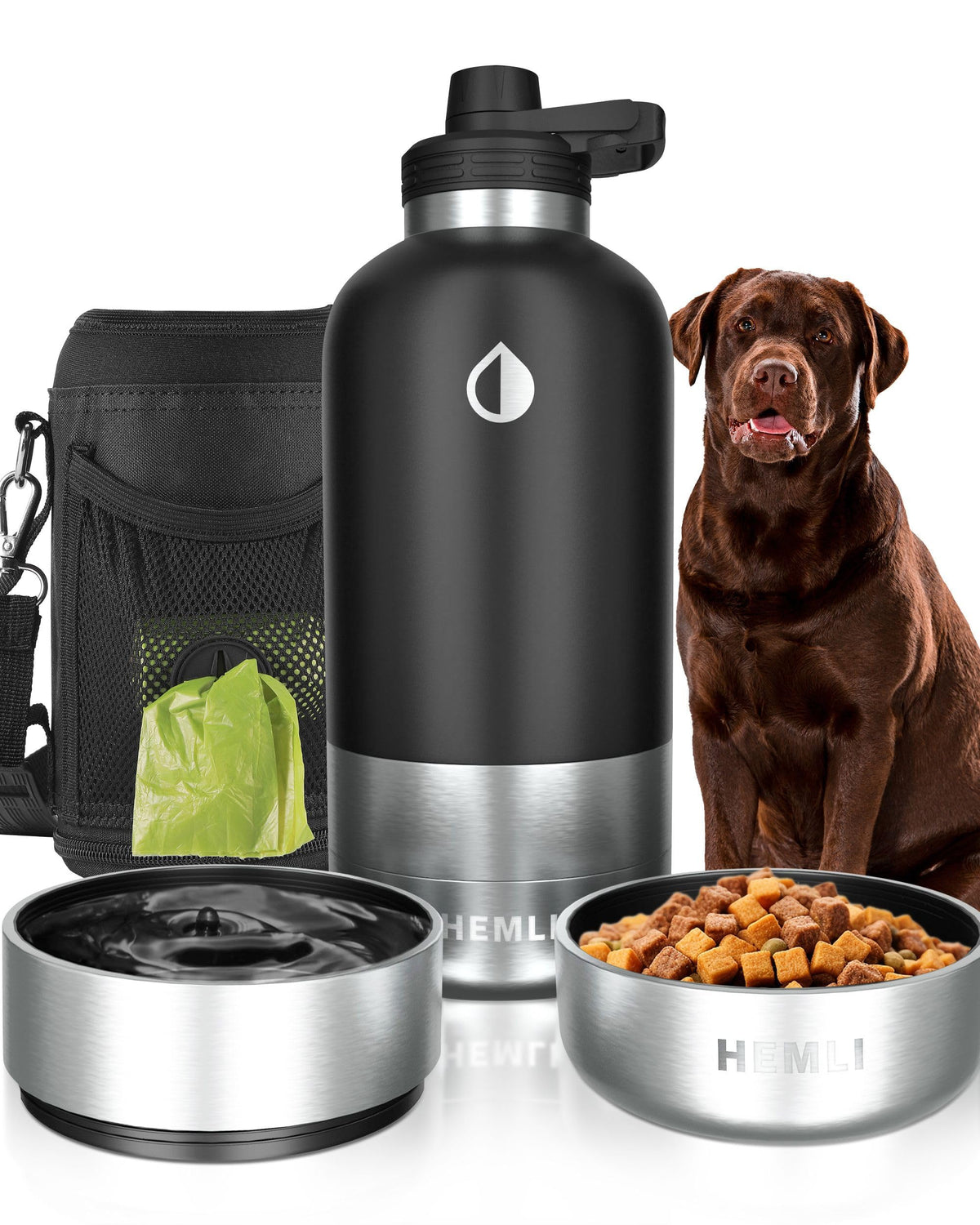 32 oz. Dog Water Bottle, Insulated Dog Travel Water Bottle, Stainless Steel Pet Water Bottle Dispenser, Portable Food and Water Bowl for Dogs for Walking Dog Canteen Travel Kit