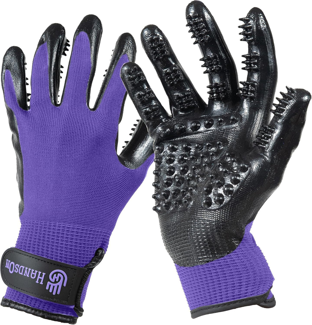 H HANDSON Pet Grooming Gloves - Patented #1 Ranked, Award Winning Shedding, Bathing, & Hair Remover Gloves - Gentle Brush for Cats, Dogs, and Horses (Grey, Small)
