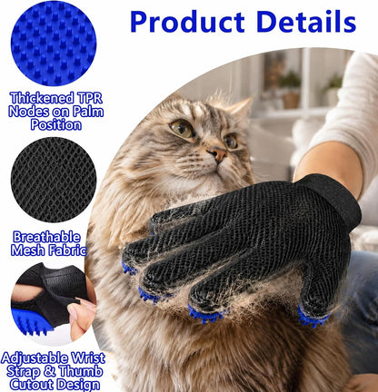 Pet Hair Removal Glove with Silicone Tips for Cat&Dog,1Pair,Blue
