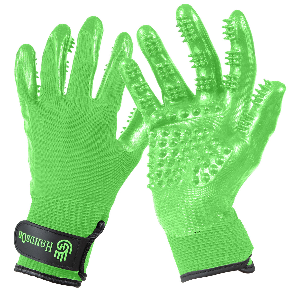 H HANDSON Pet Grooming Gloves - Patented #1 Ranked, Award Winning Shedding, Bathing, & Hair Remover Gloves - Gentle Brush for Cats, Dogs, and Horses (Black, Large)
