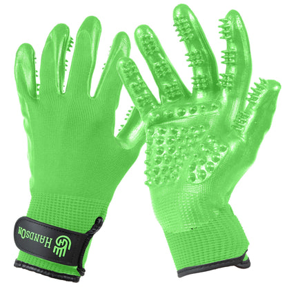 H HANDSON Pet Grooming Gloves - Patented #1 Ranked, Award Winning Shedding, Bathing, & Hair Remover Gloves - Gentle Brush for Cats, Dogs, and Horses (Black, Large)