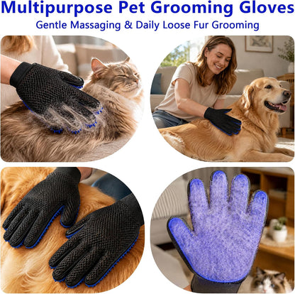 Pet Hair Removal Glove with Silicone Tips for Cat&Dog,1Pair,Blue