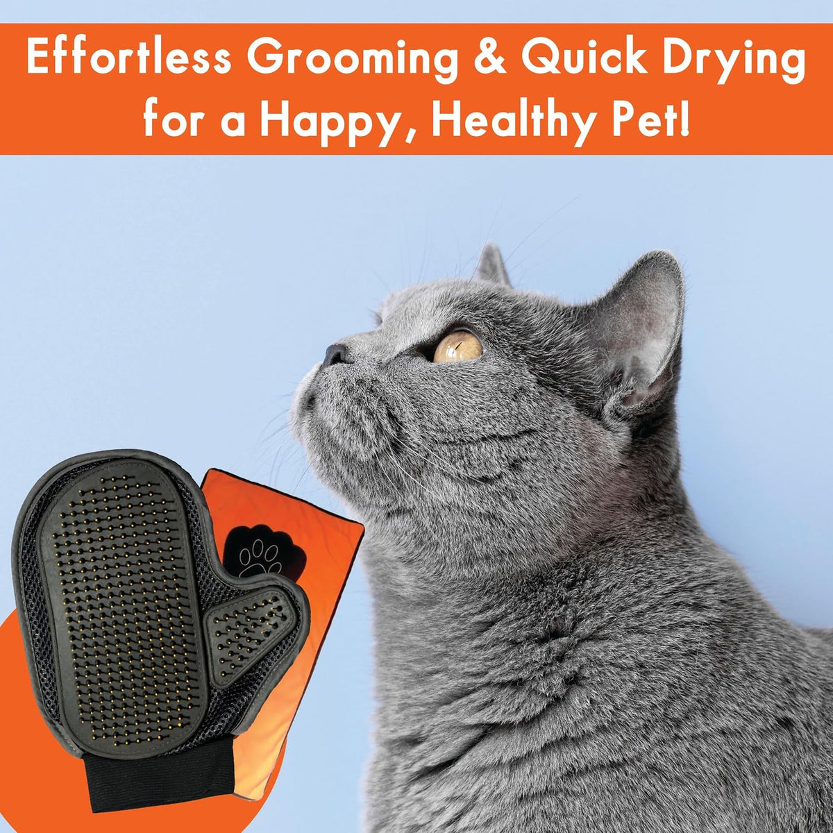 Pet Grooming Mitt and Towel Set - Deshedding Glove for Dogs and Cats - Massage and Remove Pet Hair - Ideal for Small to Medium Dogs and Cats